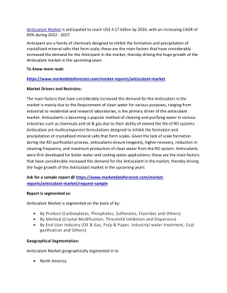 antiscalant market is anticipated to reach