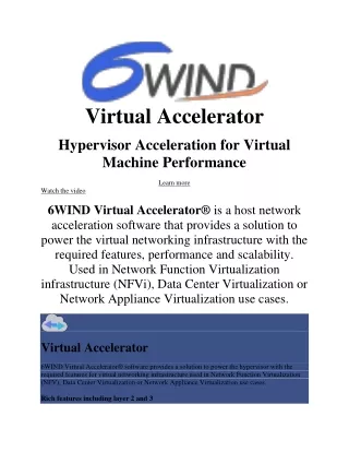 Virtual Host Acceleration