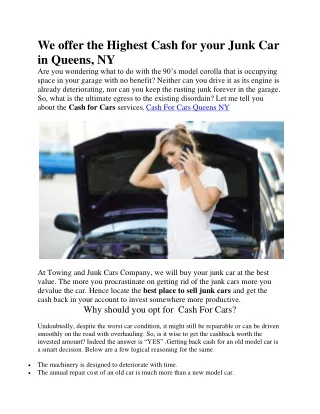 Junk Cars Queens NY