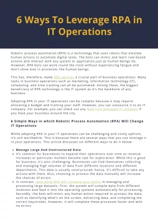 6 ways to leverage rpa in it operations