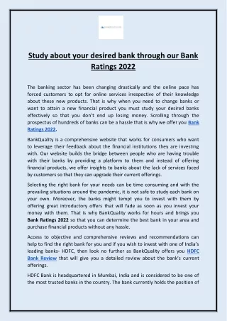 study about your desired bank through our bank