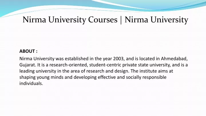 nirma university courses nirma university