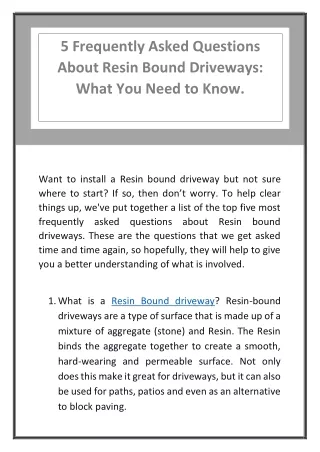 5 frequently asked questions about resin bound