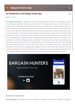 An Introduction to the Bargain Hunter App