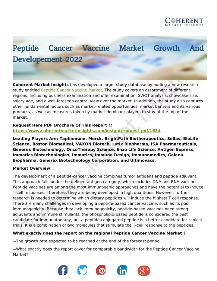 peptide cancer vaccine market growth and peptide