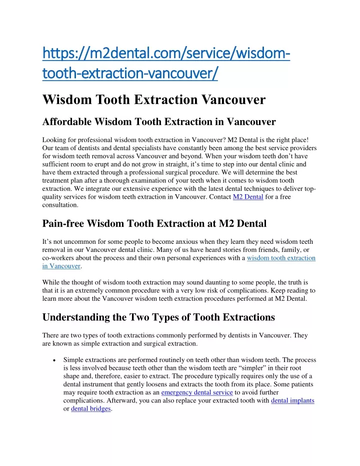 https m2dental com service wisdom https m2dental