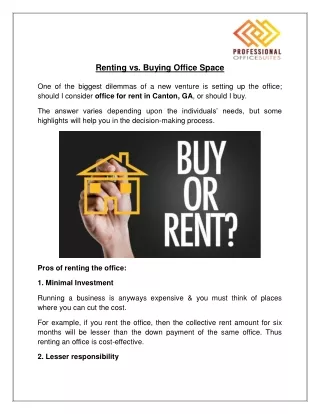 Renting vs. Buying Office Space