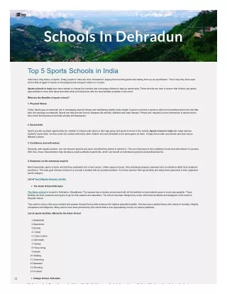 Top 5 Sports Schools in India