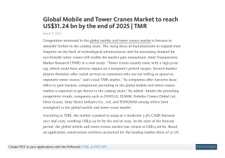 global mobile and tower cranes market to reach