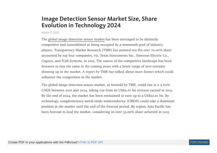 image detection sensor market size share