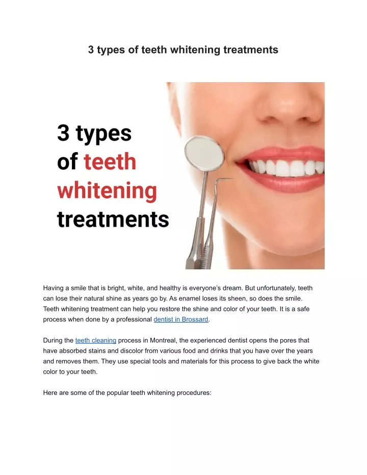 3 types of teeth whitening treatments