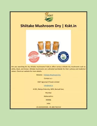 Shiitake Mushroom Dry