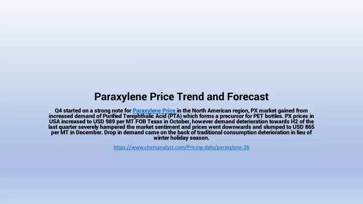 paraxylene price trend and forecast
