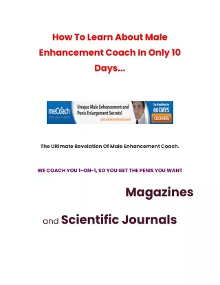 How To Learn About Male Enhancement Coach In Only 10 Days