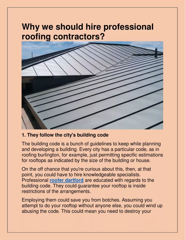 why we should hire professional roofing