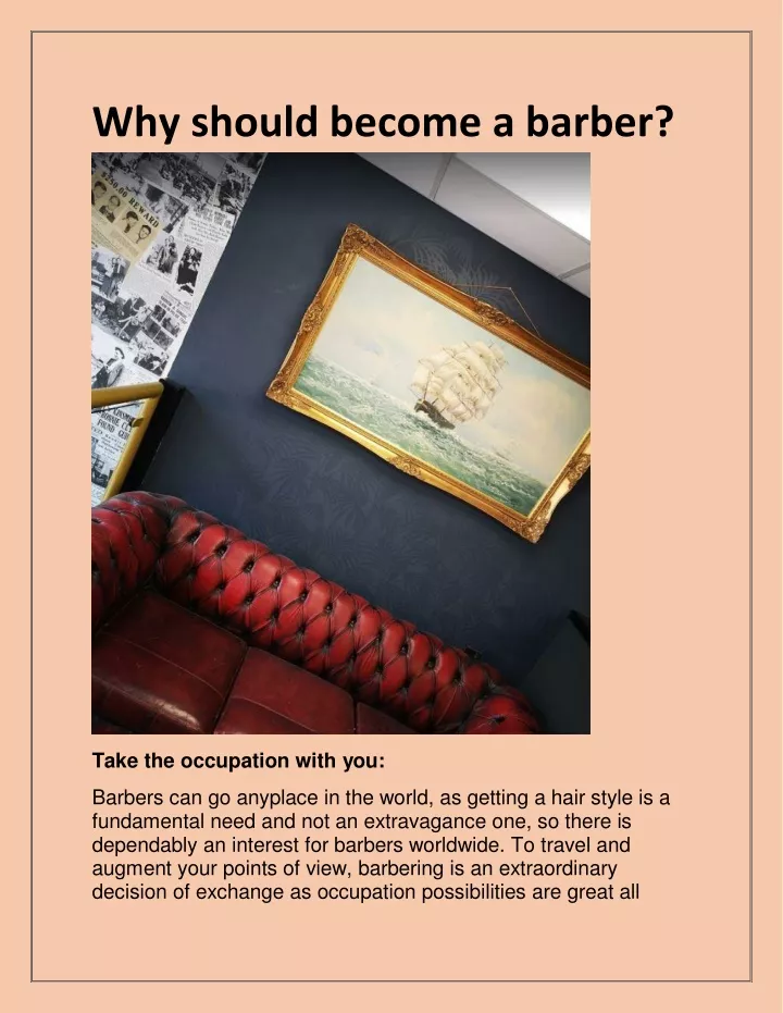 why should become a barber