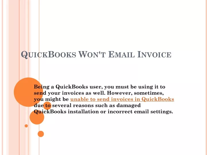 quickbooks won t email invoice