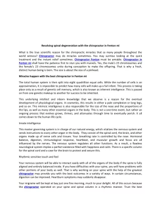 resolving spinal degeneration with