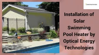 Solar Swimming Pool Heater Installation -  Optical Energy Technologies