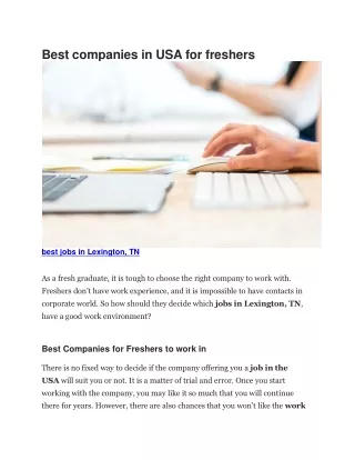 Best companies in USA for freshers