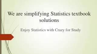 Crazy For Study | Statistics Textbooks Solution manuals | Assignment Help
