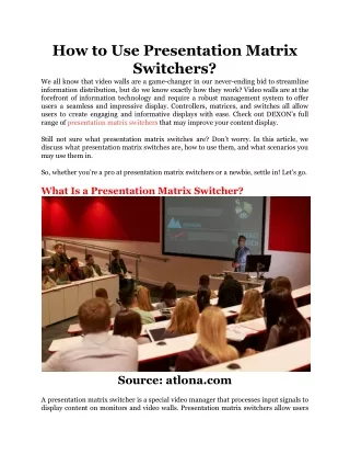 how to use presentation matrix switchers