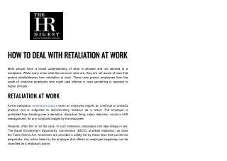 how to deal with retaliation at work
