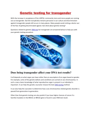 genetic testing for transgender