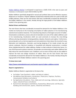 rubber additives market is anticipated