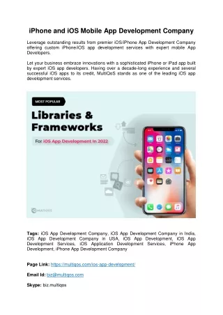 iPhone/iOS Mobile App Development Company in India & USA