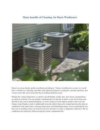 Many benefits of Cleaning Air Ducts Washtenaw