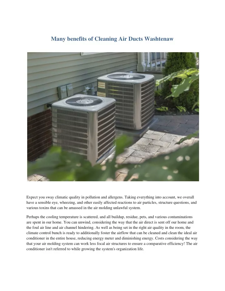 many benefits of cleaning air ducts washtenaw