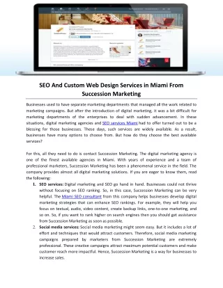 SEO And Custom Web Design Services in Miami From Succession Marketing