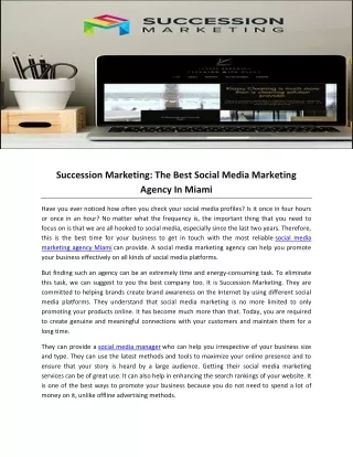 Succession Marketing The Best Social Media Marketing Agency In Miami