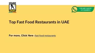 Top Fast Food Restaurants in UAE