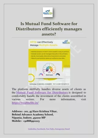 is mutual fund software for distributors