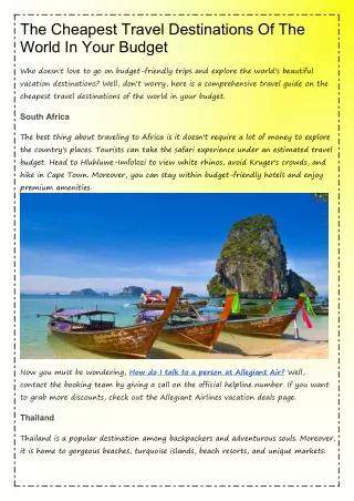the cheapest travel destinations of the world