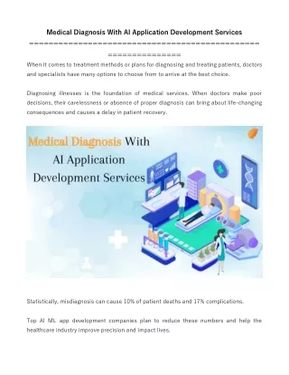 Medical Diagnosis With AI Application Development Services