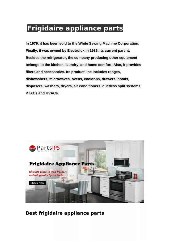 frigidaire appliance parts