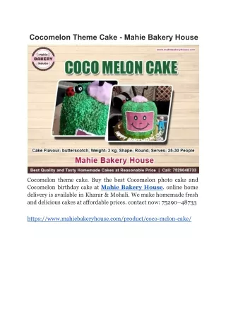 Cocomelon Theme Cake - Mahie Bakery House