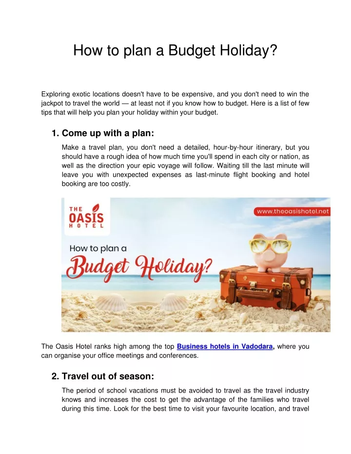 how to plan a budget holiday