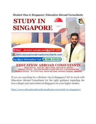 Student Visa in Singapore  Education Abroad Consultants