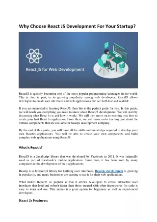 Why Choose React JS Development For Your Startup-converted