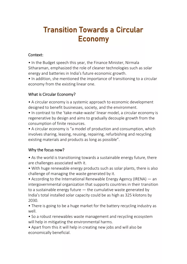 PPT - Transition Towards A Circular Economy PowerPoint Presentation ...