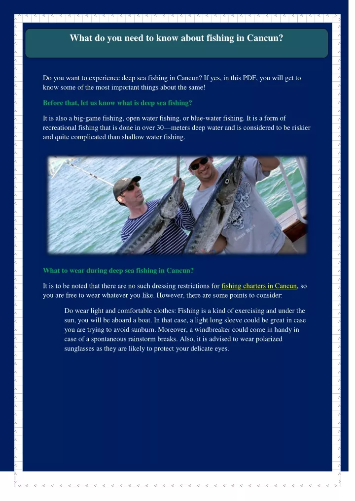what do you need to know about fishing in cancun