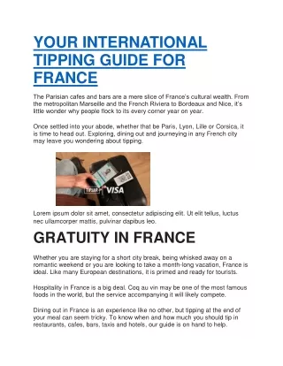 YOUR INTERNATIONAL TIPPING GUIDE FOR FRANCE