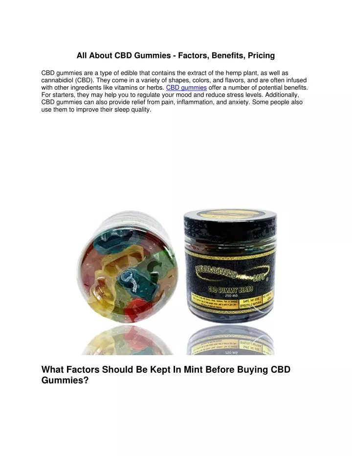 all about cbd gummies factors benefits pricing