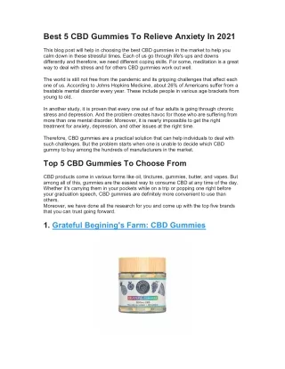 Best 5 CBD Gummies To Relieve Anxiety In 2021