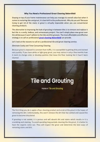 Why You Need a Professional Grout Cleaning Bakersfield