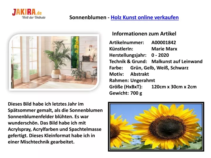 sonnenblumen holz kunst online verkaufen